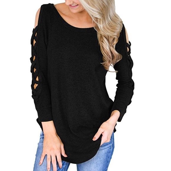 women’s casual loose t shirt cut out sleeve - Picture 3 of 4
